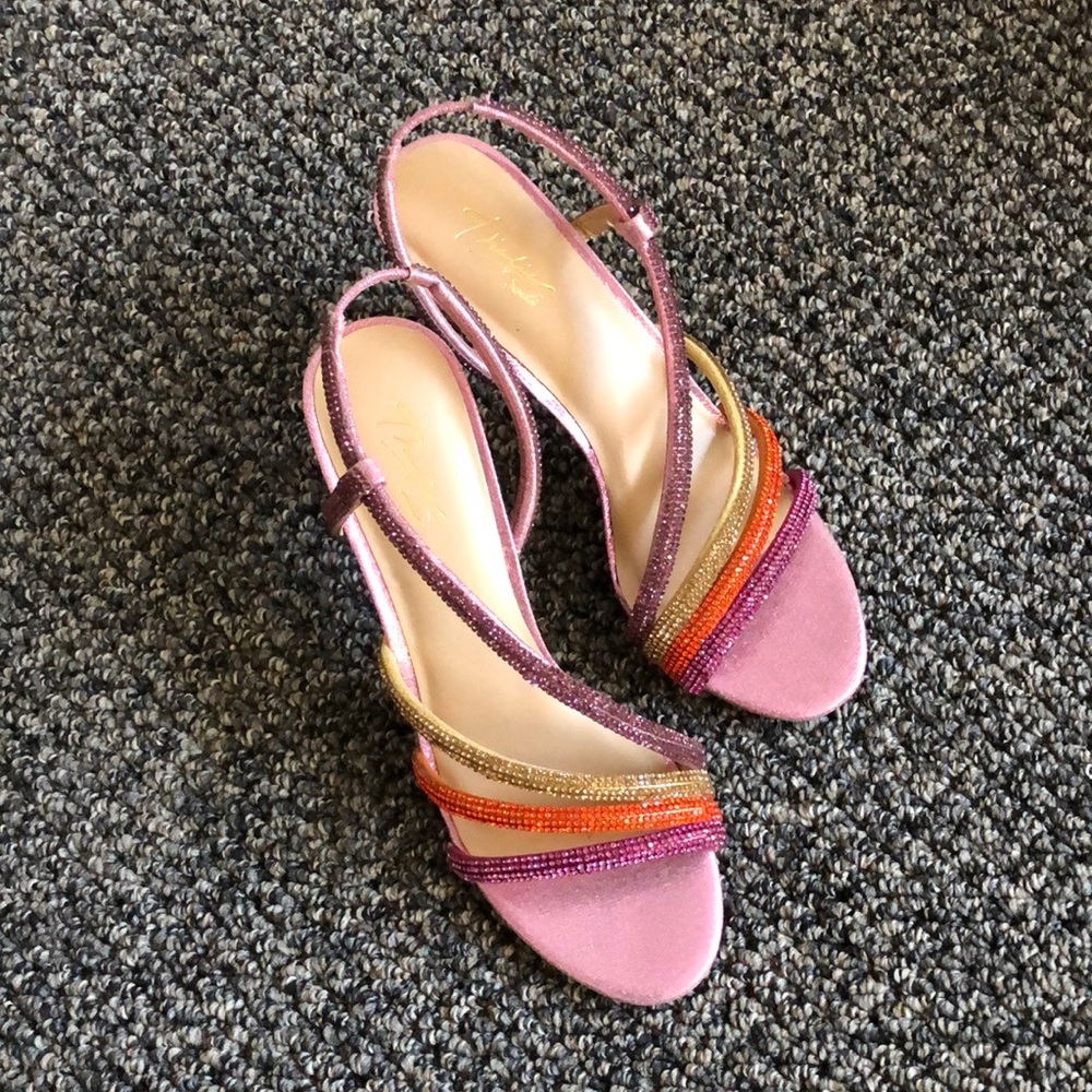 Elegant…multi color pink rhinestones slip on special occasions stilleto